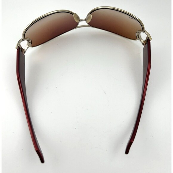 Vtg Y2K Christian Dior Buckle 2 Wrap Aviator Sunglasses Brown Gradient Red Gold main image 9